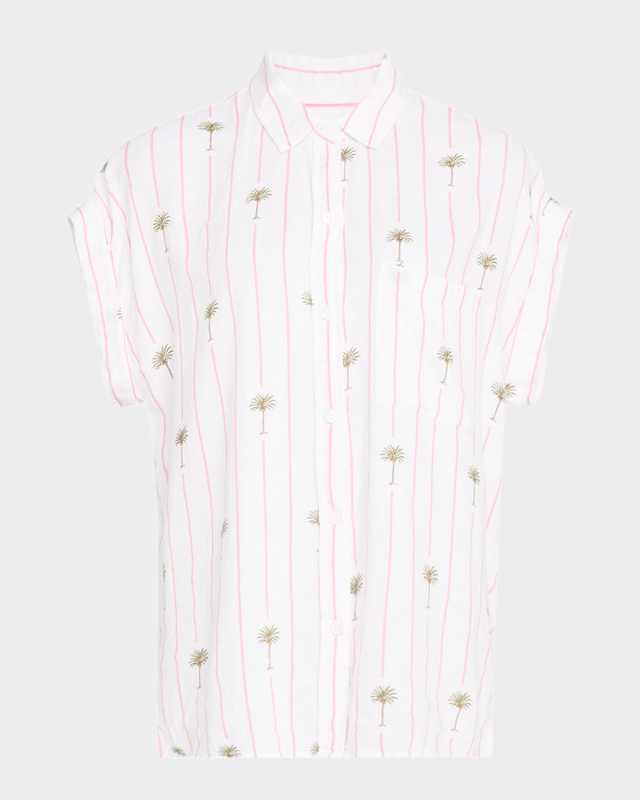 Whitney Striped Palm Button-Front Blouse